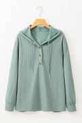 Mandy Textured Drawstring Hooded Long Sleeve Top