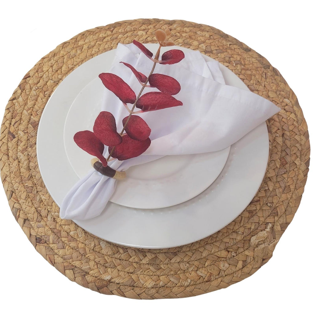 Set of 4 Red Leaf Eucalyptus Napkin Rings, Rustic Napkin Ring, Minimalist Tabledecor, Oriental Tabledecor