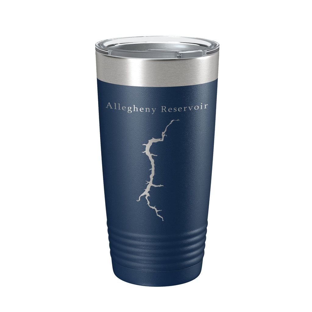 Allegheny Reservoir Tumbler Lake Map Travel Mug Insulated Laser Engraved Coffee Cup New York Pennsylvania 20 oz