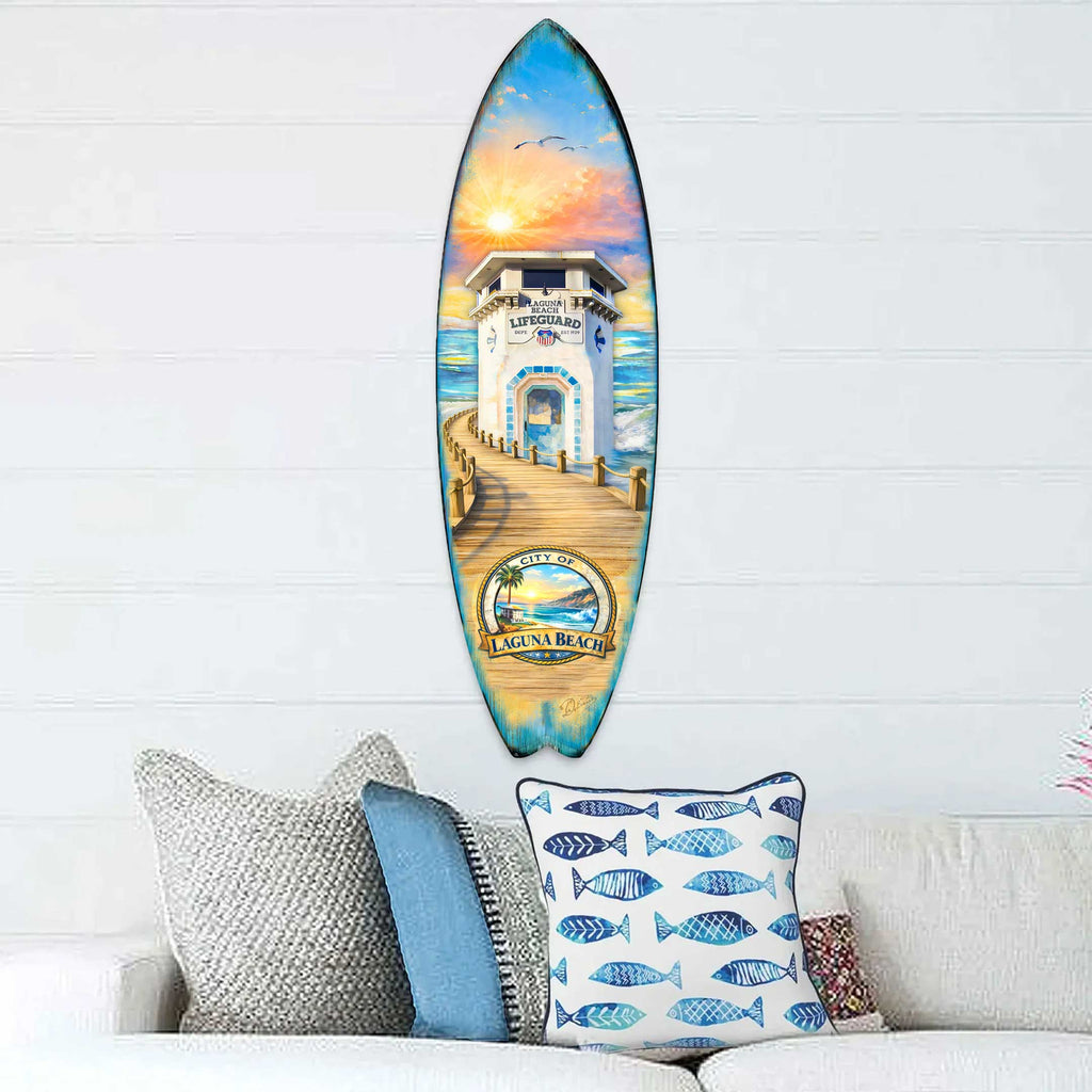 Laguna Beach Surfboard Wall Art – Handcrafted Coastal Decor by G.DeBrekht – Beach House Accent for Indoor & Outdoor – 8490161HS