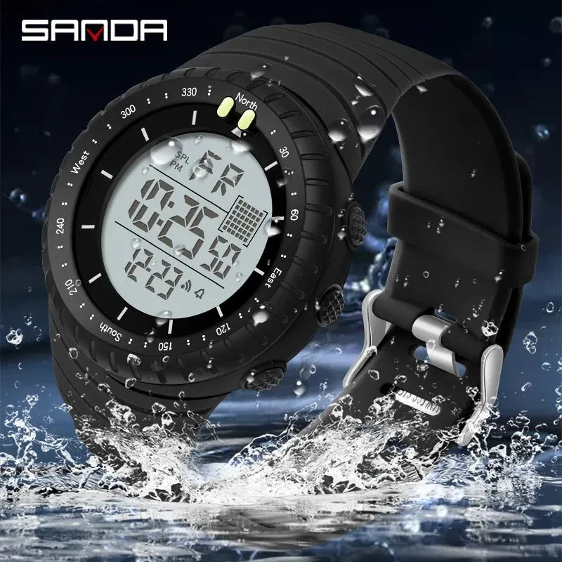 Color: Black - SANDA  Top Brand G style Military Sport Outdoor Watches Men LED Digital Waterproof W