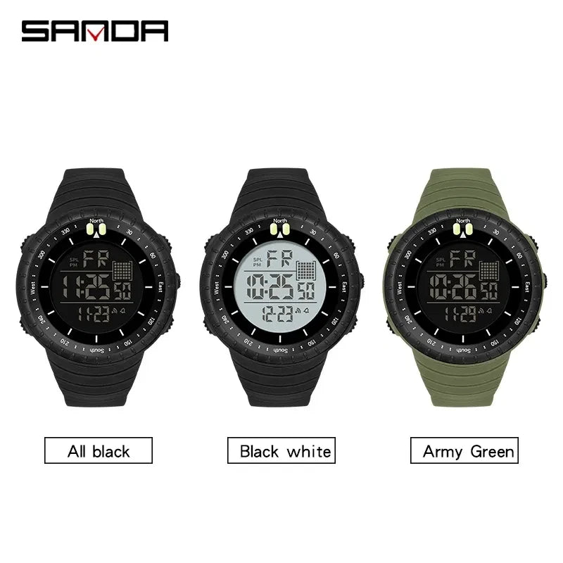 Color: Black - SANDA  Top Brand G style Military Sport Outdoor Watches Men LED Digital Waterproof W