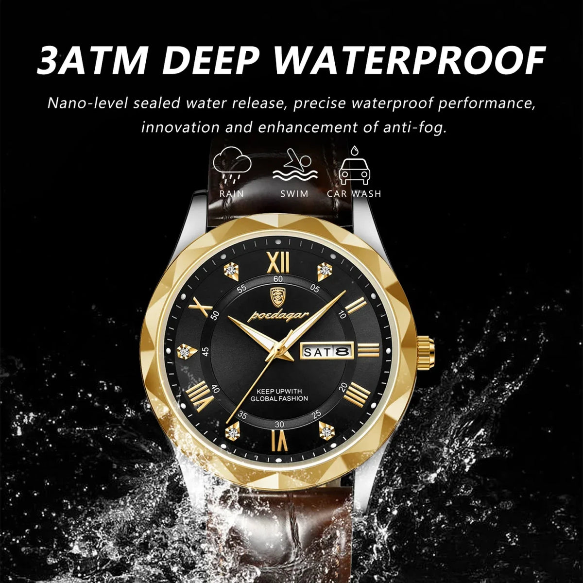 Color: SKY BLUE - POEDAGAR Luxury Business Man Wristwatch Waterproof Luminous Date Week Men Watch F