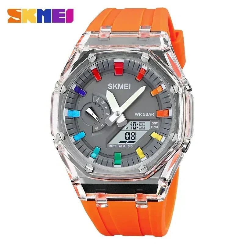 Color: Silver, Ships From: CHINA - SKMEI Waterproof Men Watch Countdown Stopwatch Led Light Electro