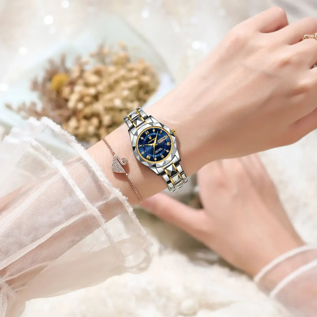Color: Ivory - POEDAGAR Luxury Ladies Dress Watch Luminous Waterproof Week Date Woman Wristwatch St