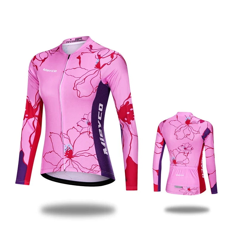 Women Cycling Jersey Long Sleeve Breathable Lightweight Spring Autumn Road Bike Top